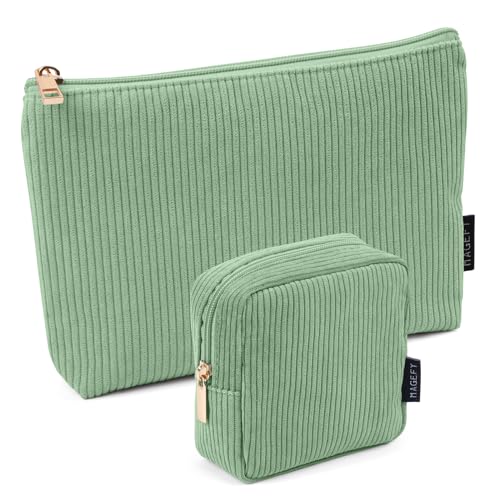 MAGEFY Makeup Bag Small Cosmetic Bag for Women - color: Green-2pcs-Small+Large
