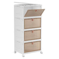 YFXCVSL 4 Tier Plastic Storage Bins with Lid 28QT - Stackable Storage Containers with Wheels, Folding Storage Boxes, Collapsible Storage Bins, Closet Organizers and Storage - size: 4-Tier 28QT