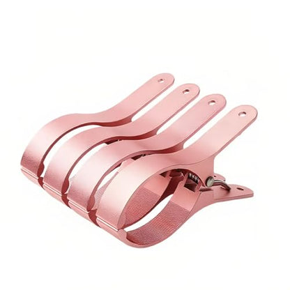 4 PCS Extra Large Beach Towel Clips,5.1 Inches Heavy Duty Aluminum Alloy + Stainless Steel Clip for Chairs,2.95 Inch Opening,Portable Windproof Cruise Ship Essentials,for Laundry,Camping and Travel - color: Pink