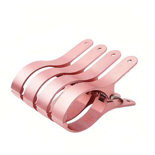 4 PCS Extra Large Beach Towel Clips,5.1 Inches Heavy Duty Aluminum Alloy + Stainless Steel Clip for Chairs,2.95 Inch Opening,Portable Windproof Cruise Ship Essentials,for Laundry,Camping and Travel - color: Pink