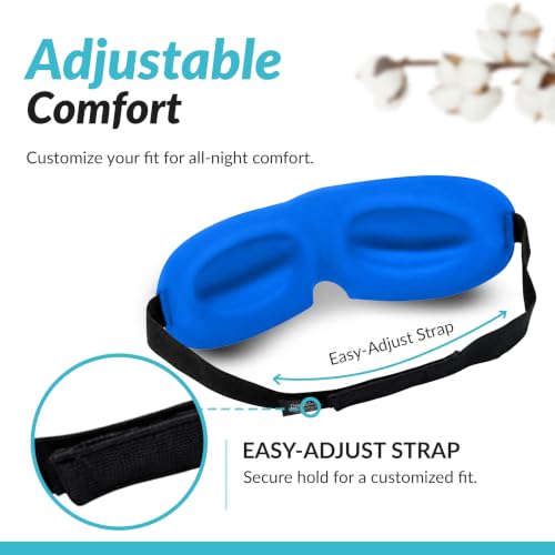 Dream Essentials Sweet Dreams Contoured Sleep Mask Kit, Royal Blue Eye Mask for Sleeping with Travel Pouch, Earplugs, Lash Space, Quick Release Strap, Light Blocking Travel Accessories Gift Set - color: Royal Blue