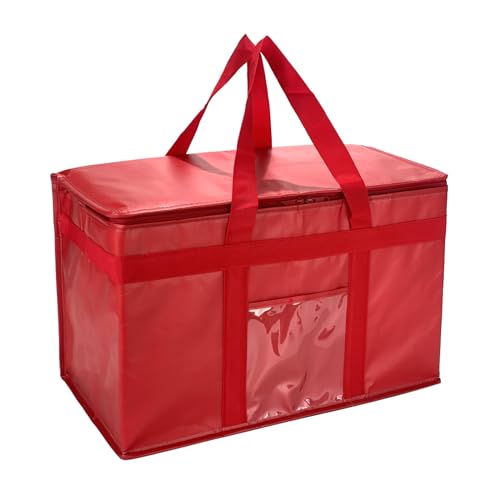 Yalin XXXL Large Insulated Cooler Bag, Styrofoam Cooler of Keep Food Hot or Cold, Reusable Double Zipper Food Delivery Bag for Grocery Shopping, 23" W x 15" H x 14" D - color: Red, size: XXL (Pro)