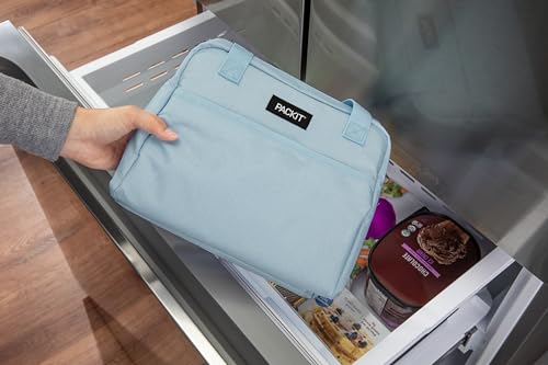 PackIt(R) Freezable Hampton Lunch Bag, Sky Blue, Built with EcoFreeze(R) Technology, Collapsible, Reusable, Zip Closure with Front Pocket and Shoulder Straps, Designed for Fresh Office Lunches - color: Sky Blue