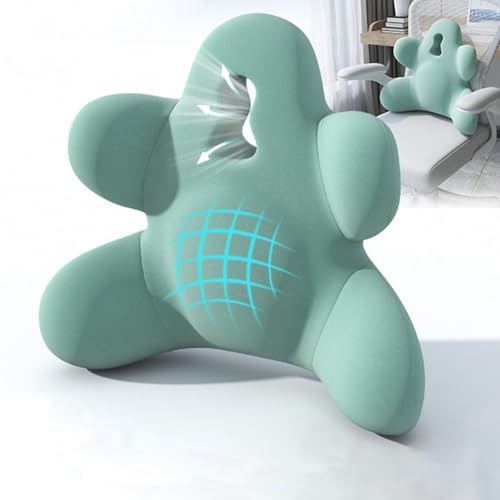Lumbar Support Pillow for Office Chair, Back Pillow Lumbar Support for Car, Chair, Sofa - Improve Lower Back Pain Relief & Sitting Posture, Memory Foam Back Cushion for Long Sitting (Green) - color: A-green