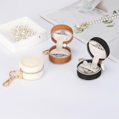 KUKUVR Jewelry Ring Holder Box with Keychain, Portable Gym Jewelry Storage Box Case, Small Travel Ring Earring Stud Necklace Storage Case (Black) - color: Black