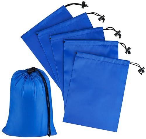 PALTERWEAR Drawstring Bag with Toggle - Nylon Cinch and Ditty Pouch Six-Pack (Blue, 6 x 8 Inch, Set of 6) - color: Blue, size: 6 x 8 Inch