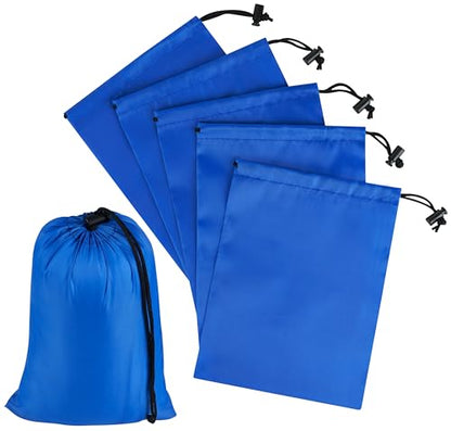 PALTERWEAR Drawstring Bag with Toggle - Nylon Cinch and Ditty Pouch Six-Pack (Blue, 6 x 8 Inch, Set of 6) - color: Blue, size: 6 x 8 Inch