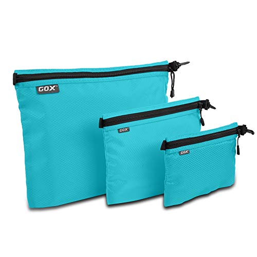 GOX 3 Pack Travel Toiletry Bag for Men Carry On Packing Organizer Zipper Pouch Portable Cosmetic Pouch Accessory Document Electronics (Blue) - color: Blue