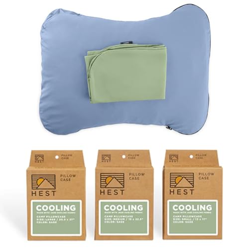 HEST Pillowcase Cooling - Compatible Camp Pillows - Jade Cooling Fabric - Machine Washable - Outdoor Ready - Medium - style: Camp Pillowcase- Medium Cooling