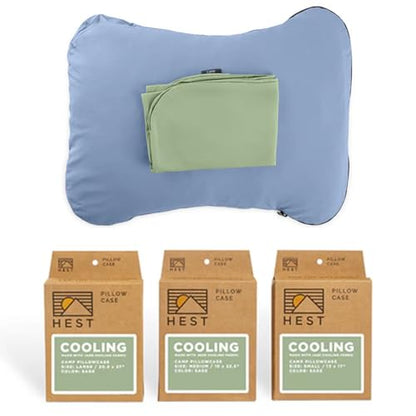 HEST Pillowcase Cooling - Compatible Camp Pillows - Jade Cooling Fabric - Machine Washable - Outdoor Ready - Medium - style: Camp Pillowcase- Medium Cooling