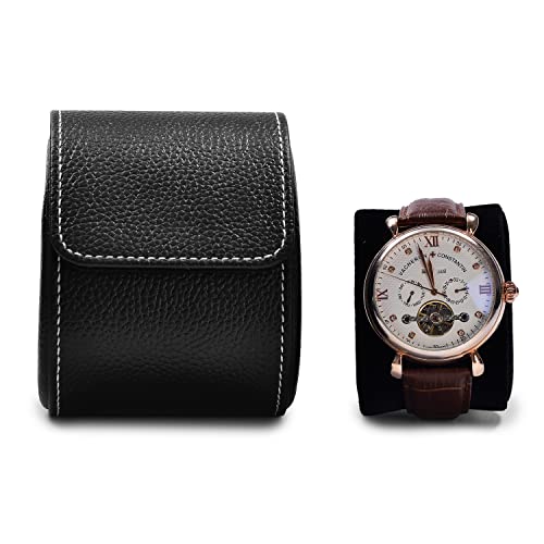 Oirlv Luxury Leather Watch Storage Box Travel Single Watch Case Jewelry Gift Box for Christmas Anniversary Birthday(Black) - color: Black