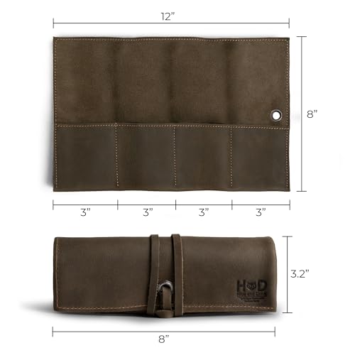 Hide & Drink, Leather Watch Roll Organizer Handmade from Full Grain Leather, Holds Up to 4 Watches, Easy Carry On Watchlover Storage (Dark Jade) - color: Dark Jade