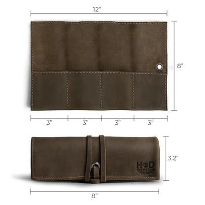 Hide & Drink, Leather Watch Roll Organizer Handmade from Full Grain Leather, Holds Up to 4 Watches, Easy Carry On Watchlover Storage (Dark Jade) - color: Dark Jade