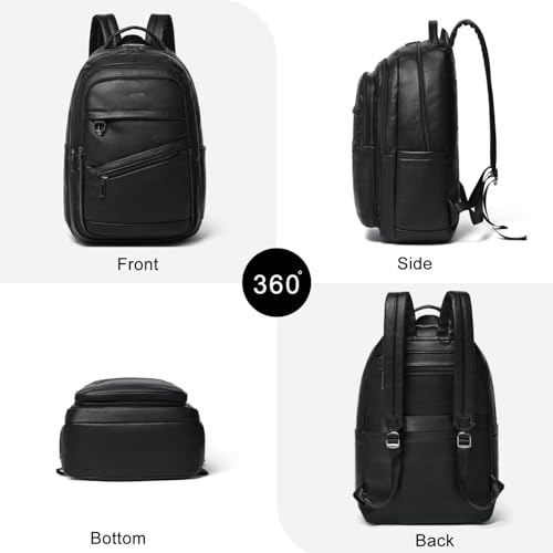 LATMAP Backpack for Women Men - Vegan Leather Backpack Purse Travel Carry-on Bag College Bookbag Work fits 16.5" Laptop, Black - color: Black