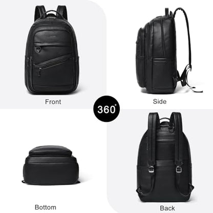 LATMAP Backpack for Women Men - Vegan Leather Backpack Purse Travel Carry-on Bag College Bookbag Work fits 16.5" Laptop, Black - color: Black