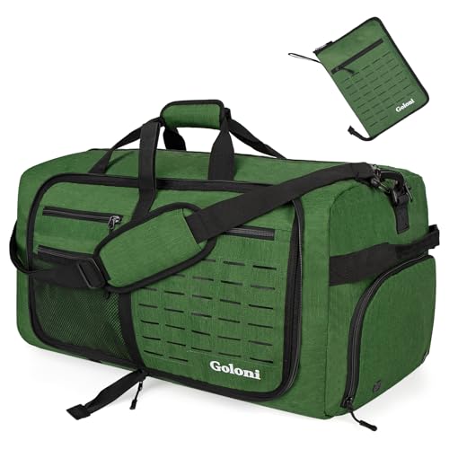Foldable Travel Duffle Bag for Men Women, Waterproof with Shoe Compartment, 80L 120L Large Collapsible Luggage Bag, Lightweight Packable Duffel for Travel Sports Gym Airline Carry On Checked Bag - color: Green
