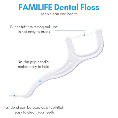 FAMILIFE Floss Picks, 200 Count Unflavored Dental Floss Cleaner, Tooth Picks Flossers with 4 Travel Handy Cases, Helps to Fight Tooth Decay and Keep Your Teeth Clean, Sticks for Family - color: Unflavored 200 Pcs