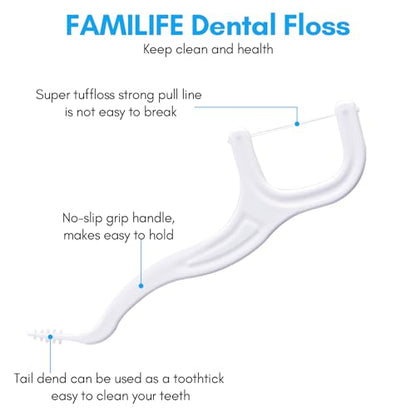 FAMILIFE Floss Picks, 200 Count Unflavored Dental Floss Cleaner, Tooth Picks Flossers with 4 Travel Handy Cases, Helps to Fight Tooth Decay and Keep Your Teeth Clean, Sticks for Family - color: Unflavored 200 Pcs