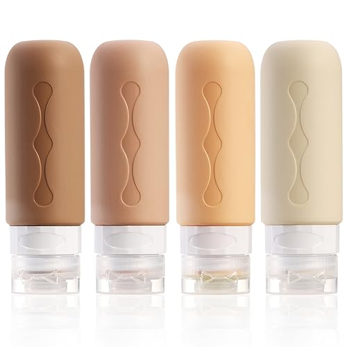 Gemice Travel Bottles for Toiletries Tsa Approved Travel 3oz Size Containers BPA Free Leak Proof Travel Tubs Refillable Liquid Travel Accessories for Cometic Shampoo and Lotion Soap - color: Cream, size: 3oz (90ml)