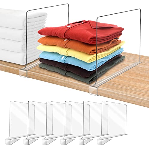 Acrylic Shelf Dividers for Closet Organization 6PCS Closet Shelf Divider Closet Dividers for Shelves Shelf Organizer for Closet Shelf Organizer For Wood Closet Separator Clear - color: Clear, size: 6Pack