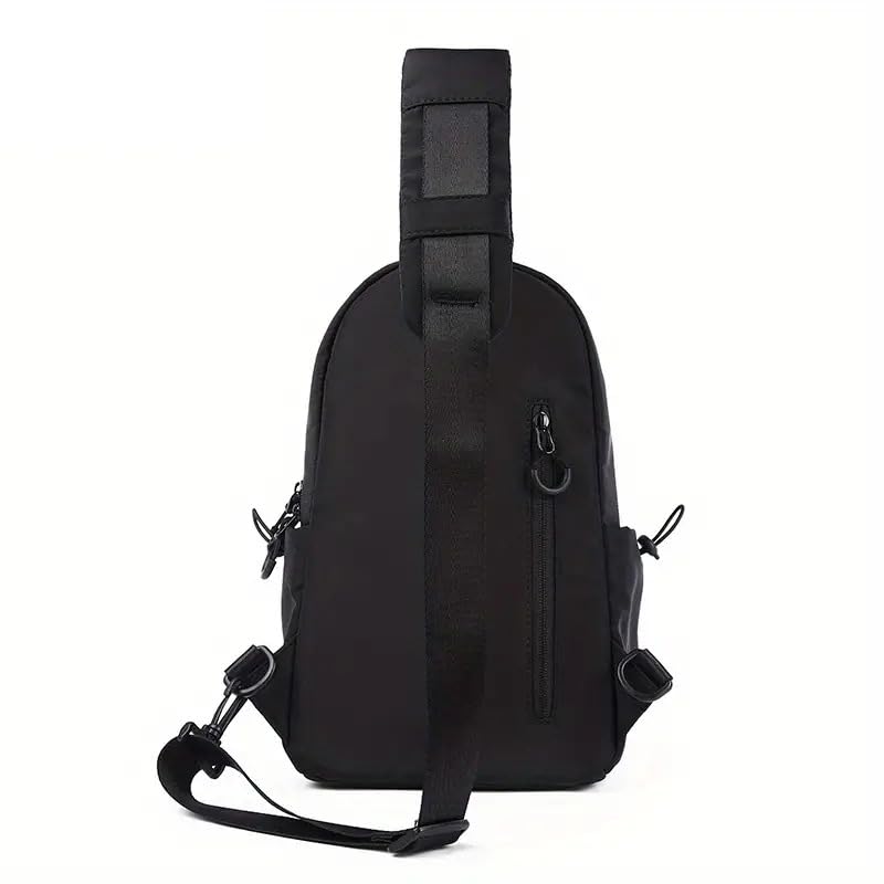 Waterproof Polyester Slim Unisex Crossbody Sling Bag Chest Backpack Men's Shoulder Bag, Leisure Travel Handbag, Hard Shell Anti-Theft Chest Bag, Chest Bag - Black, 30.5 cm, Retro - color: Chest Bag - Black