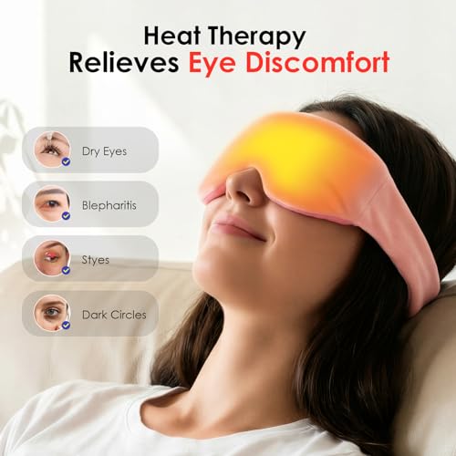 Akakios Heated Eye Mask for Dry Eyes, Microwavable Moist Heat Weighted Eye Masks Warm Compress for Dark Circles and Puffiness, Relief Stye Treatment, with Washable Cover(Pink) - color: Pink