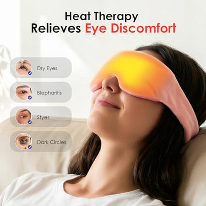 Akakios Heated Eye Mask for Dry Eyes, Microwavable Moist Heat Weighted Eye Masks Warm Compress for Dark Circles and Puffiness, Relief Stye Treatment, with Washable Cover(Pink) - color: Pink