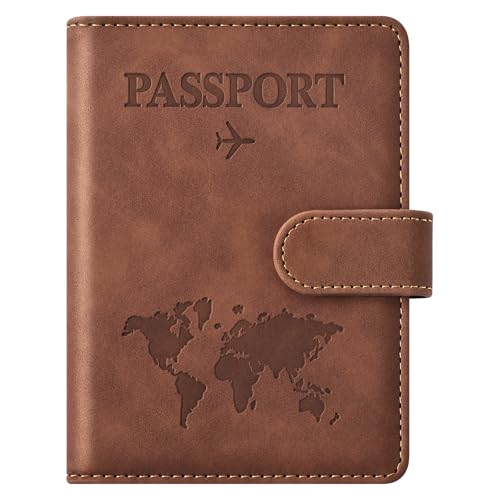 Eoehro Passport Holder for Travel Essentials, Passport Wallet Cover Case for Travel Must Haves Accessories,Passport Book Holders for Women and Men(brown) - color: C-magnetic clasp- brown, style: Magnetic Clasp
