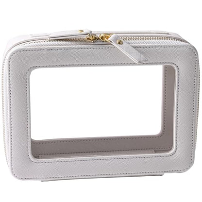 SANHECUN Toiletry bag waterproof cosmetic organizer with handle large opening for travelling car organizer (White) - color: White