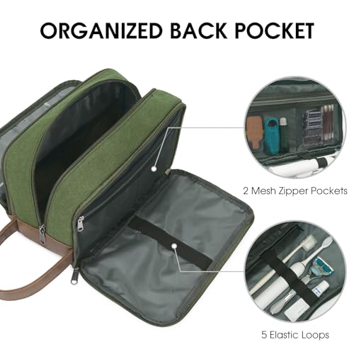 WANDF Travel Toiletry Bag for Men Large Toiletries Shaving Bag Water Resistant Hanging Dopp Kit Travel Accessories Bag for Women Men (Green) - color: Green