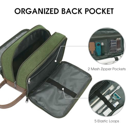 WANDF Travel Toiletry Bag for Men Large Toiletries Shaving Bag Water Resistant Hanging Dopp Kit Travel Accessories Bag for Women Men (Green) - color: Green