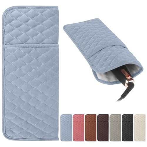 Heat Resistant Hair Tools Organizer Bag Portable Travel Storage Cover Pouch for Hair Straighteners, Curling Irons, Flat Irons and Hot Styling Tools(13.8" x 5.5") - color: Blue
