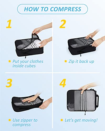 BAGSMART 6 Set /4 Set/2 Set Compression Packing Cubes for Travel, Lightweight Luggage Organizer Bags, Durable Space Saver Bags Travel Essentials - color: Mix-Stormbreak, size: Set of 6