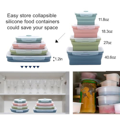Collapsible Silicone Food Storage Container Set (INDIGO) - color: INDIGO