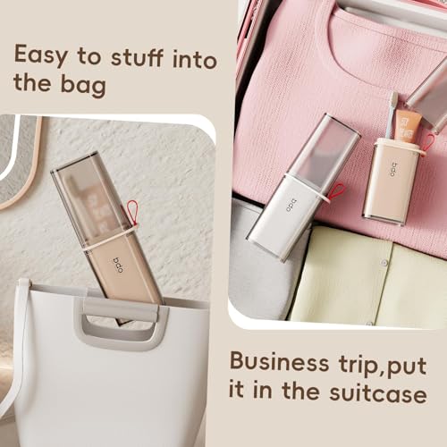 Topavatop Toothbrush Travel Case, 2 in 1 Toothbrush Holder and Rinse Cup, Large Capacity Toothbrush Cup with Cover, Portable Travel Toothbrush Holder for Traveling, Camping, Trip - 1Pcs - Grey&White - color: Gray White