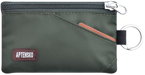 RFID Blocking Travel Wallet with Adjustable Lanyard, Small Nylon Zipper Pouch and Badge Holder for ID, Credit Cards, Cash, Keys, Commuters (AmyGreen) - color: Amy Green