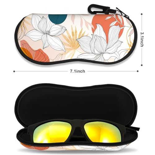 Sunglasses Soft Case, Ultra Light Portable Neoprene Zipper Glasses Case for Men Women - color: Colorful Flower
