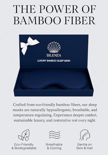 Luxury Bamboo Sleep Mask – Ultra-Soft Cooling Eye Mask for 100% Light Blocking, Adjustable Comfort Strap, Perfect for Travel & Better Sleep (Navy) - color: Navy