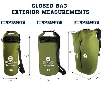 Enthusiast Gear Insulated Dry Bag Floating Cooler – 10L / 15L / 25L Roll Top, Leak Proof, Waterproof, Collapsible, with Padded Shoulder Strap - Perfect for Kayaking Fishing Beach - color: Green, size: 10 Liter