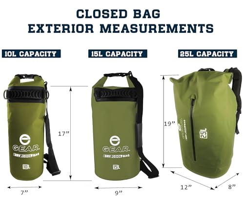 Enthusiast Gear Insulated Dry Bag Floating Cooler – 10L / 15L / 25L Roll Top, Leak Proof, Waterproof, Collapsible, with Padded Shoulder Strap - Perfect for Kayaking Fishing Beach - color: Green, size: 10 Liter