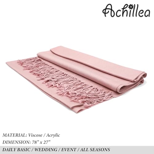 Achillea Lightweight Pashmina Scarf for Women – Soft Silky Shawl Wrap for Evening Dresses, Bridesmaids & Everyday Wear - color: Baby Pink