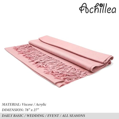 Achillea Lightweight Pashmina Scarf for Women – Soft Silky Shawl Wrap for Evening Dresses, Bridesmaids & Everyday Wear - color: Baby Pink