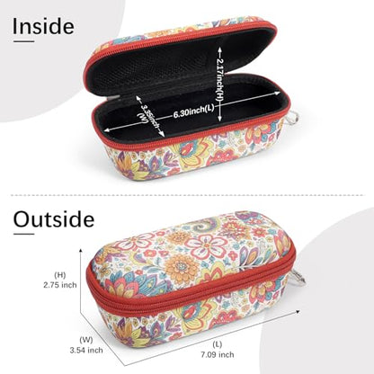 Bukere Double Eyeglasses Case with Adjustable Slots, EVA Hard-shell Travel Dual Glasses Sunglasses Organizer for Men Women - color: White Floral