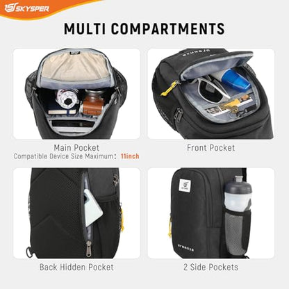 SKYSPER Sling Bag Anti Theft Crossbody Bag RFID Lightweight Travel Shoulder Chest Bag for Hiking Walking - color: Black