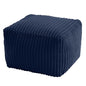 MeMoreCool Square Stuffed Pouf Ottoman Foot Rest, Stripe Furry Floor Pouf Foot Stool with Foam Chunk Filling, Soft Fluffy Stuffed Ottoman Footrest for Living Room, Faux Fur Navy - color: Ribbed Navy