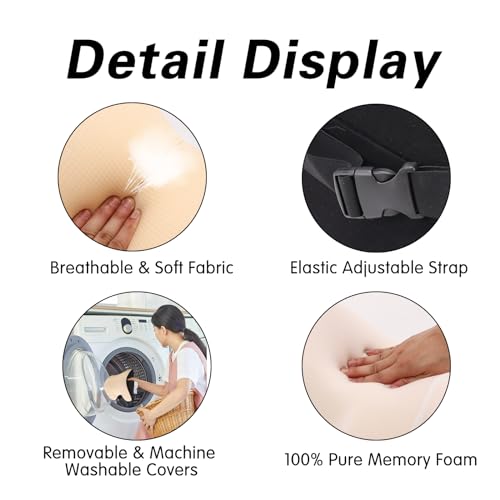 SPRFUFLY Make Restful Car Headrest Pillow, Car Pillow for Driving with Adjustable Strap, Breathable Removable Cover & Ergonomic Design - Softness Travel Car Neck Support Pillow(Beige, 1PC) - color: Beige02