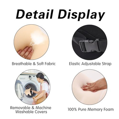 SPRFUFLY Make Restful Car Headrest Pillow, Car Pillow for Driving with Adjustable Strap, Breathable Removable Cover & Ergonomic Design - Softness Travel Car Neck Support Pillow(Beige, 1PC) - color: Beige02