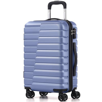 Coolife Carry On Luggage Airline Approved with Spinner Wheels, Hard Shell Suitcase TSA Lock Lightweight Travel Luggage 20-inch,Blue - color: blue, size: Small(20in)
