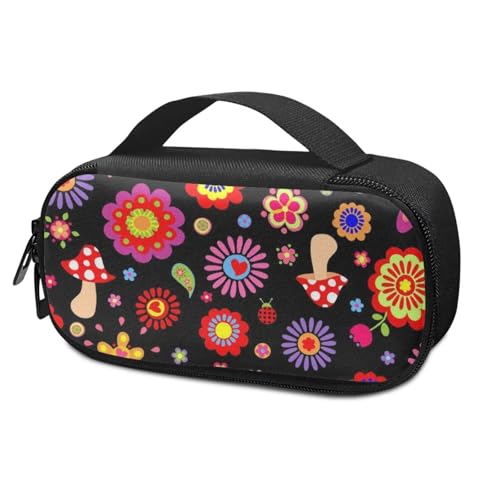 Hippie Flower Diabetic Care Organizers for Women Men, Mushroom Print Insulin Cooler Travel Case Portable Ultra-Light Medication Cooler for Diabetic Supplies - color: Hippie Flower Mushroom