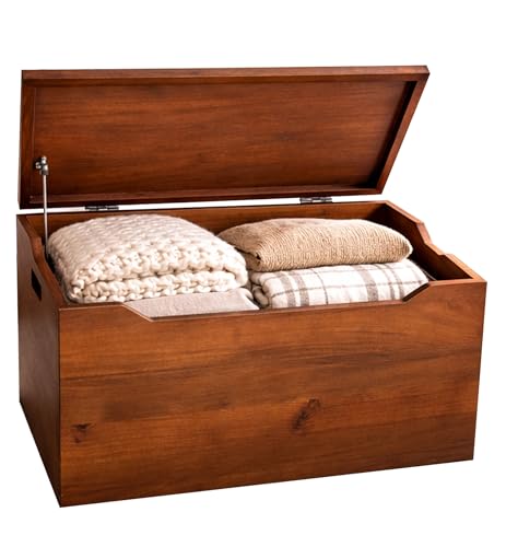 Blanket Chest, Solid Wood Storage Box, End of Bed Storage Trunk, Fully Assembled, Wooden Blanket Storage, Bedroom Furniture, Walnut- 30” - color: Blanket Storage - Walnut